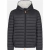 Men * | Save The Duck Hooded Puffer Jacket Men'S Grey Black