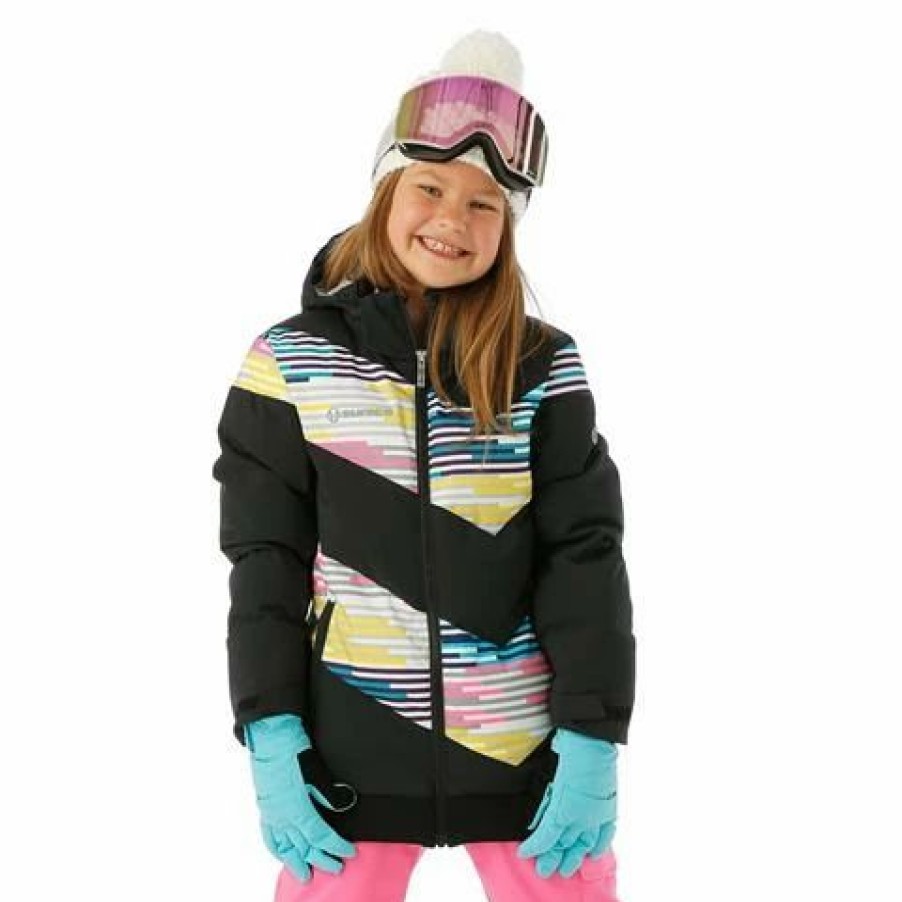 Kids * | Sunice Lana Jacket Girl'S Black / Brick Print